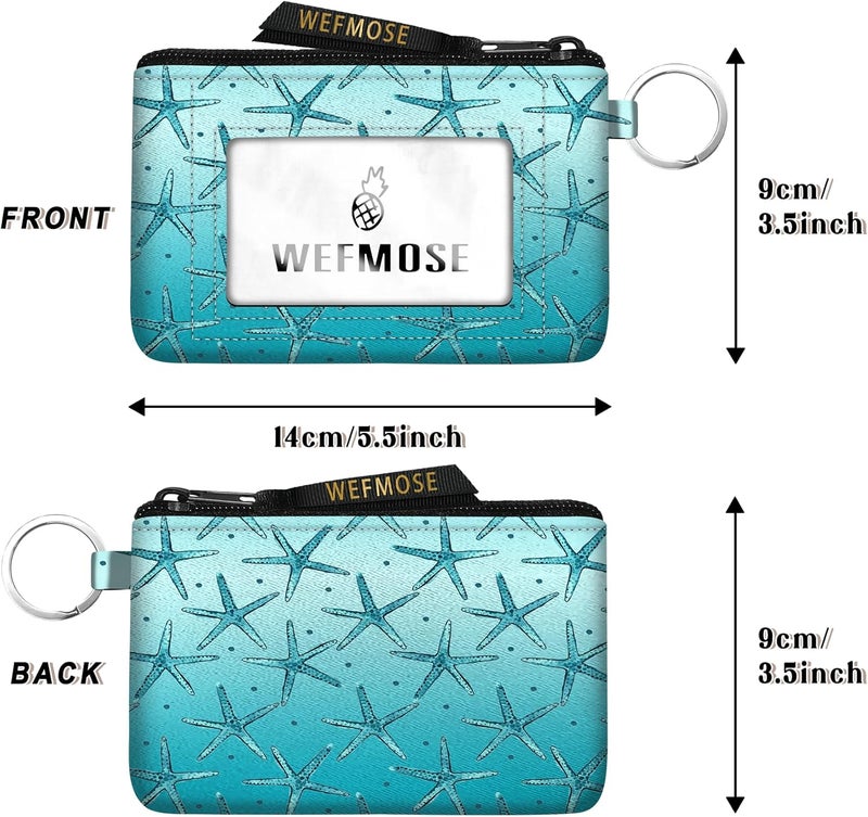 WEFMOSE Small Wallet Keychain with Clear ID Window Zipper Cute ID Case Coin Purse for Women Water Resistant Coin Pouch-Starfish Keychain Wallet - Image 3